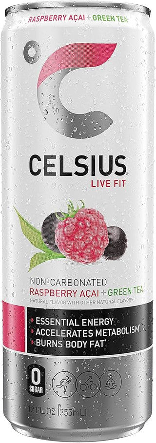 Celsius Energy Green Tea Raspberry Acai 12/12 oz