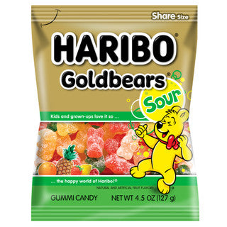 Haribo Peg Bag - Sour Gold Bears 12/4.5 oz