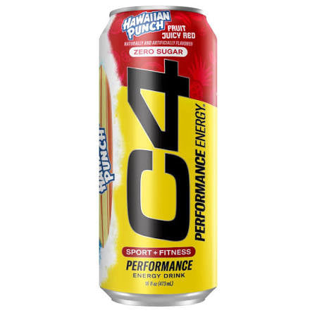 C4 Performance Energy Drink – Carbonated – Hawaiian Punch Fruit Juicy Red- 12/16oz