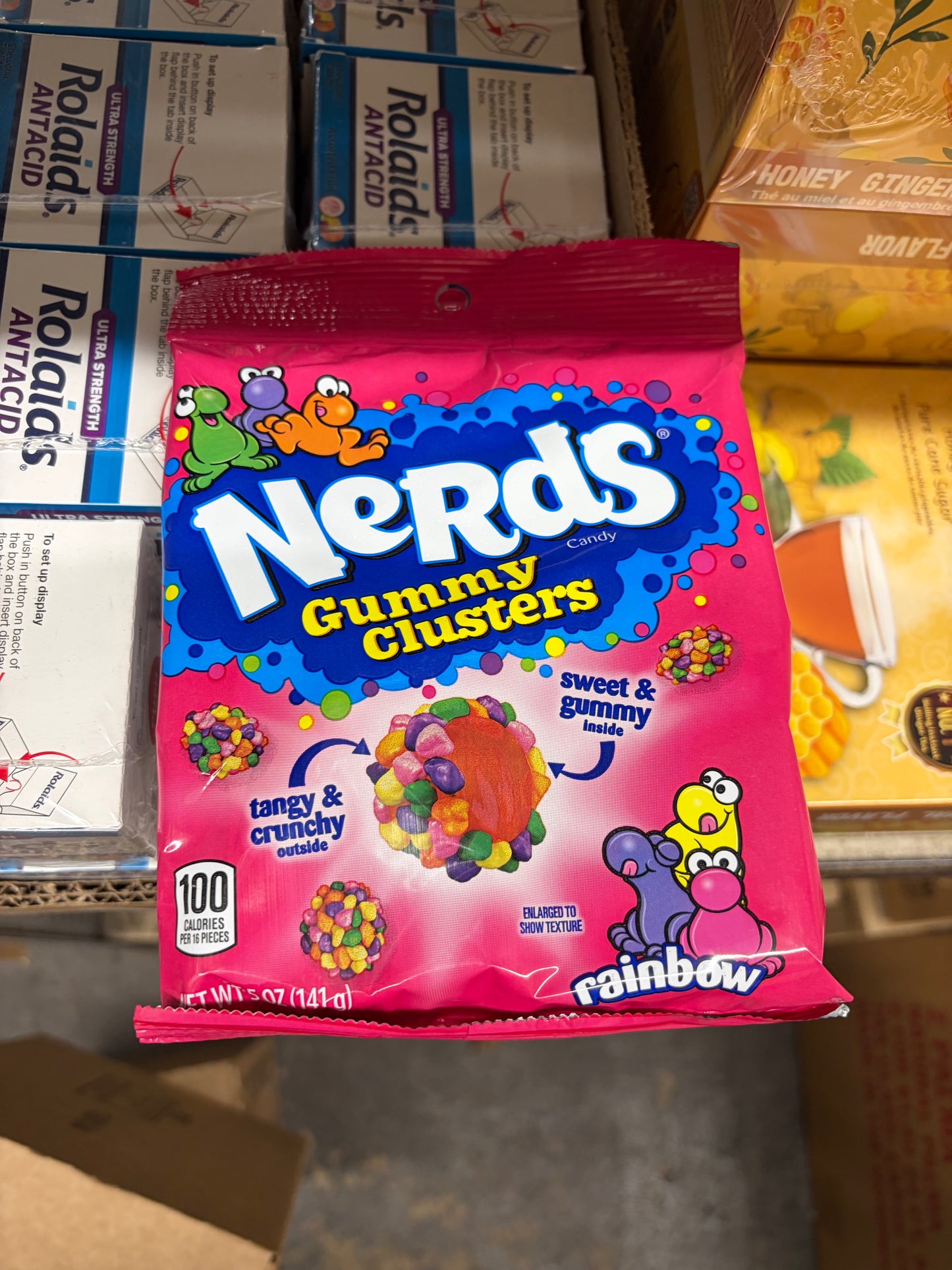 Nerds Gummy Clusters Peg Bag Size Rainbow 12/5 oz
