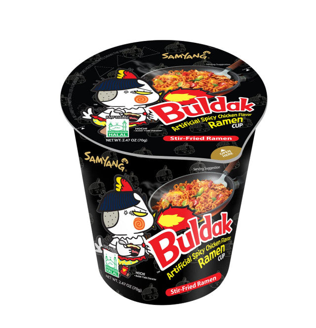 Buldak Cup Hot Spicy Chicken ( Black ) 6/2.46 oz