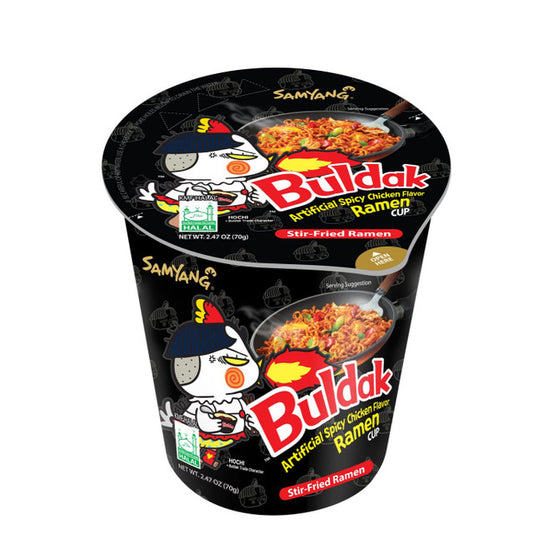 Buldak Cup Hot Spicy Chicken ( Black ) 6/2.46 oz
