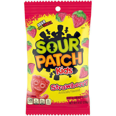 Sour Patch Kids Strawberry 12/8oz Peg Bag