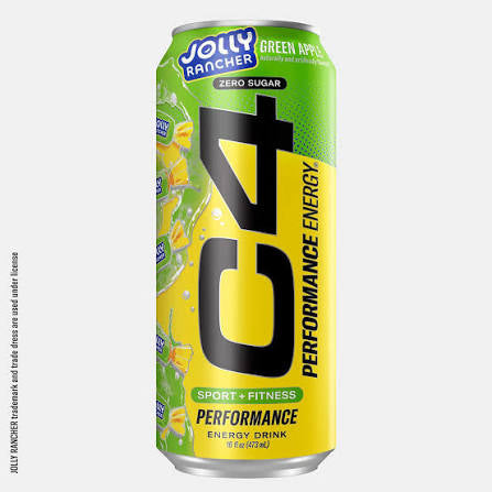 C4 Performance Energy Drink – Carbonated – Jolly Rancher Green Apple -  12/16oz