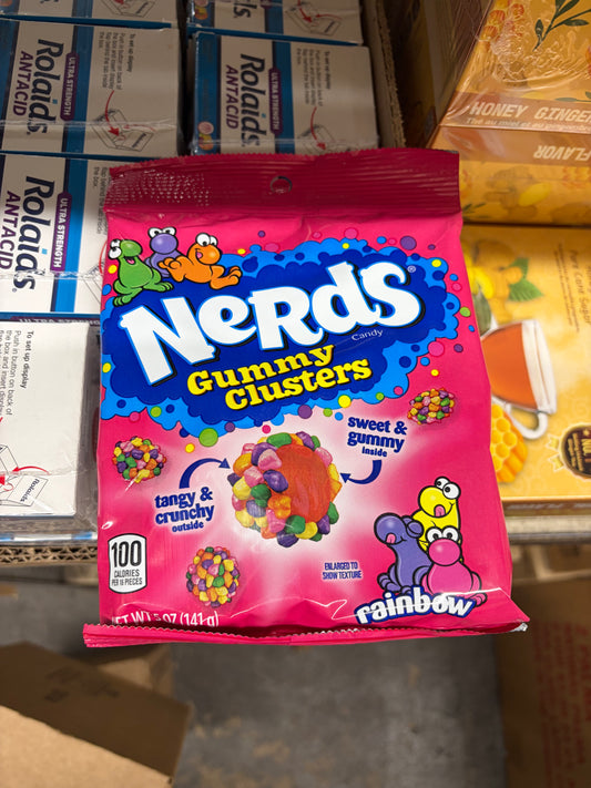 Nerds Gummy Clusters Peg Bag Size Rainbow 12/5 oz