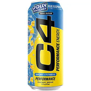 C4 Performance Energy Drink – Carbonated – Jolly Rancher Blue Raspberry -  12/16oz
