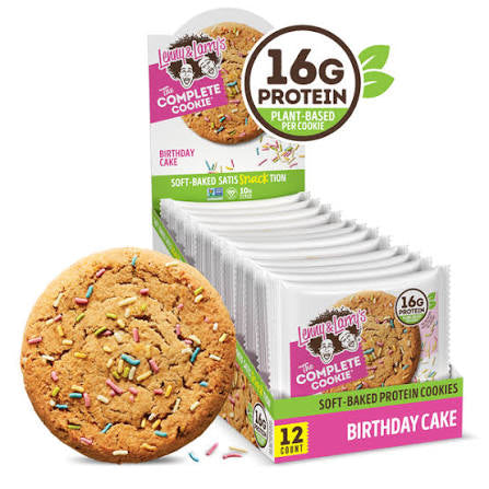Lenny & Larry's Complete Protein Cookie, [Birthday Cake], Chewy Soft Baked, 16g Plant Protein, Vegan, Non-GMO, High Fiber, [4 Ounce] Cookie (Pack of 12)