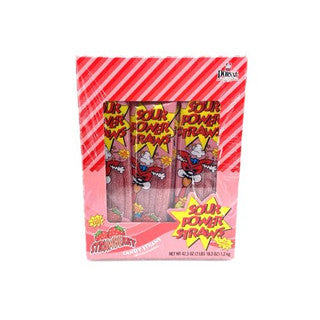 Sour Power Straws Strawberry 24 ct
