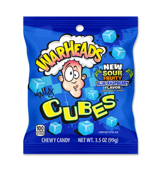 Warheads Peg Bag - Blue Raspberry Cubes 12/3.5 oz