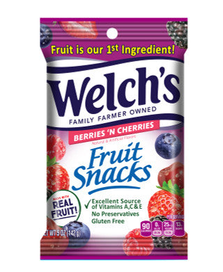 Welch's Fruit Snack Peg Bag - Berries 'N Cherries 12/5 oz
